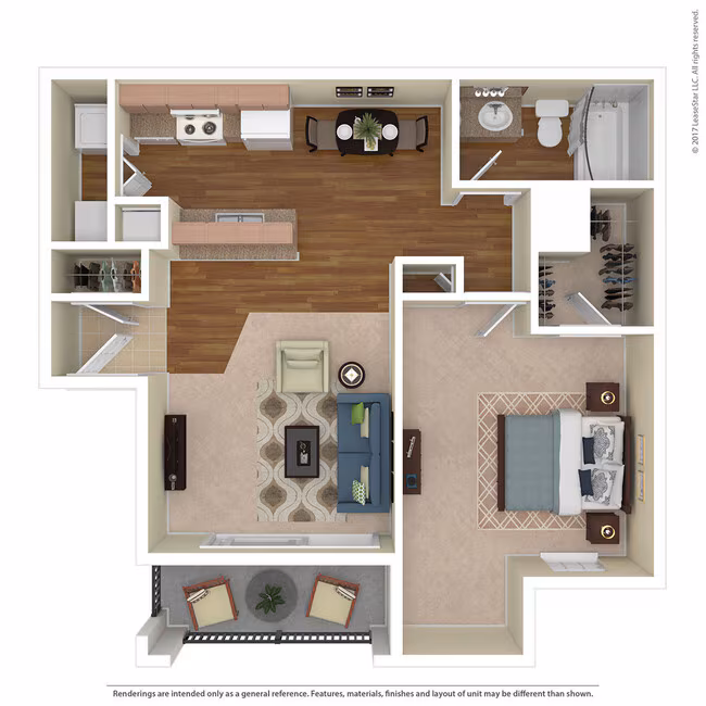 1 Bed 1 Bath 777 SqFt (716 Net)  3024 floor plan
